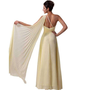 Planet Gates 2 Long Bridesmaid Dresses One Shoulder Ribbon Chiffon Dress With Ruffles Special Occasion Dress CL6066