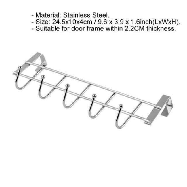 Planet Gates 1 Multifunctional Stainless Steel Hook Rack Hook Rail Coat Rack Home Storage Organization for Kitchen Bedroom Bathroom