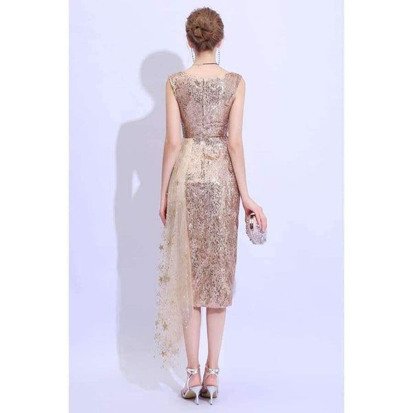 Planet Gates 2 New Champange Gold Cocktail Dress Sexy Slim Sequined Sleeveless Short Party Gown Custom Formal Dresses Robe De Soiree