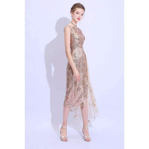 Planet Gates 2 New Champange Gold Cocktail Dress Sexy Slim Sequined Sleeveless Short Party Gown Custom Formal Dresses Robe De Soiree