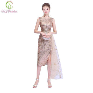 Planet Gates 2 New Champange Gold Cocktail Dress Sexy Slim Sequined Sleeveless Short Party Gown Custom Formal Dresses Robe De Soiree