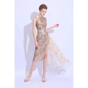 Planet Gates 2 New Champange Gold Cocktail Dress Sexy Slim Sequined Sleeveless Short Party Gown Custom Formal Dresses Robe De Soiree