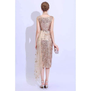 Planet Gates 2 New Champange Gold Cocktail Dress Sexy Slim Sequined Sleeveless Short Party Gown Custom Formal Dresses Robe De Soiree