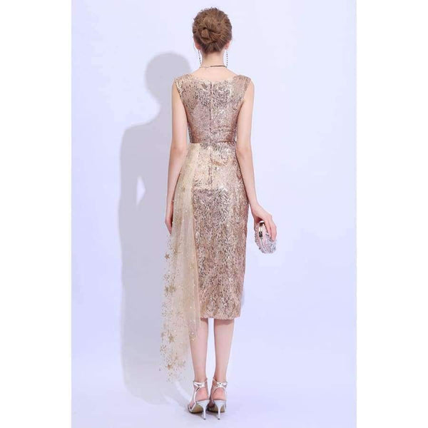 Planet Gates 2 New Champange Gold Cocktail Dress Sexy Slim Sequined Sleeveless Short Party Gown Custom Formal Dresses Robe De Soiree