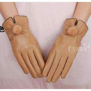 Planet Gates 2 / One Size 15 off Color genuine leather gloves female sheepskin gloves women's thin thermal mink hair ball 2017 new