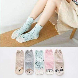 Planet Gates 2 / One Size 5pairs Winter Autumn Women Cotton cartoon Socks Female girl Cute warm funny Sock pattern calcetines gifts dropshipping