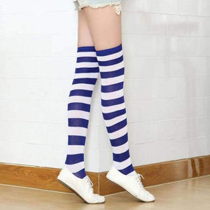 Planet Gates 2 / One Size Long Knee Socks Striped Cotton Thigh High Lady's Over The Knee Stockings 2018 Thin Stripes High Tube Color Stripes Socks