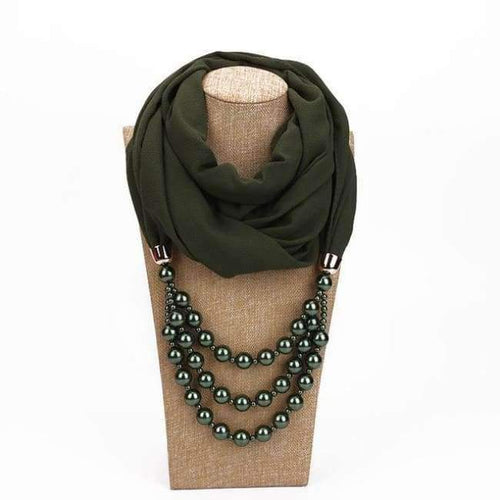 Planet Gates 2 / one size New Pendant Scarf Necklace Pearls Necklaces For Women Chiffon Scarves Pendant Jewelry Wrap Foulard Female Accessories