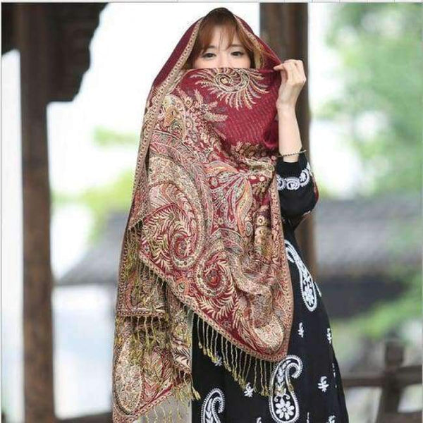 Planet Gates 2 / One Size Women Polyester Pashmina Elegant Fashion Print Floral Paisley Shawl Wrap Scarf 2018 New Style Free Shipping