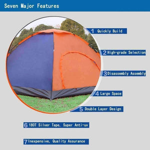 Planet Gates 2 Orange and green / China Camping Tent Double Layers Outdoor Fishing Tourist Tent Ultralight 1-2/3-4 Person Beach Tent Anti-UV Sun Shade Tent