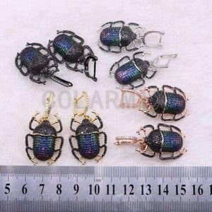 Planet Gates 2 Pairs zircon beetles earrings High quality metal beetles Micro pave zircon inset hook earrings Jewelry earrings for lady 3766