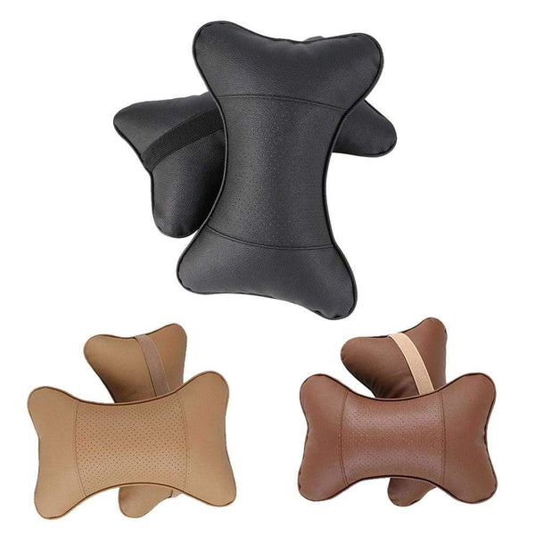 Planet Gates 2 PCS artificial leather car pillow protection your neck/car headrest hole-digging design/auto supplies safety neck pillow