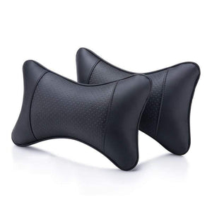 Planet Gates 2 PCS artificial leather car pillow protection your neck/car headrest hole-digging design/auto supplies safety neck pillow