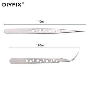 Planet Gates 2 Pcs Electronic Tweezers Set Stainless Steel Precision Straight Curved Tweezers for Mobile Phone Repair Tools Kit