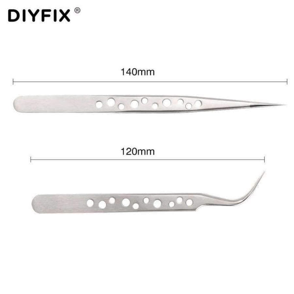 Planet Gates 2 Pcs Electronic Tweezers Set Stainless Steel Precision Straight Curved Tweezers for Mobile Phone Repair Tools Kit