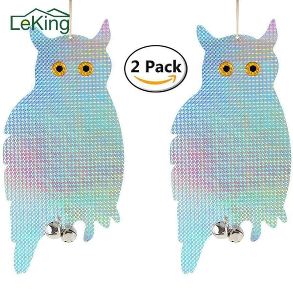 Planet Gates 2 pcs Fake Owl Decoy Scare Birds Holographic Reflective Repel Woodpecker Garden Hanging Supplies