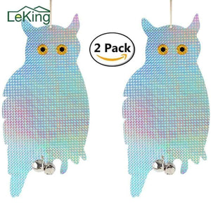 Planet Gates 2 pcs Fake Owl Decoy Scare Birds Holographic Reflective Repel Woodpecker Garden Hanging Supplies