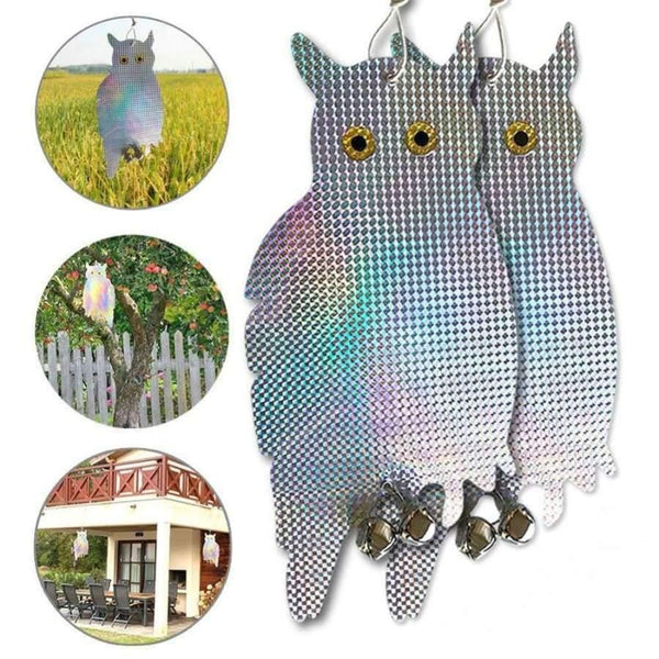 Planet Gates 2 pcs Fake Owl Decoy Scare Birds Holographic Reflective Repel Woodpecker Garden Hanging Supplies