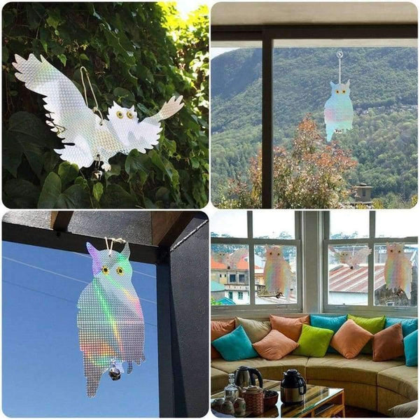 Planet Gates 2 pcs Fake Owl Decoy Scare Birds Holographic Reflective Repel Woodpecker Garden Hanging Supplies