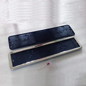 Planet Gates 2 Pcs Fit EU License Plate Frame License Plate Holder Number Plate Frame Stainless Carbon Fiber And Plastic Car Accessories