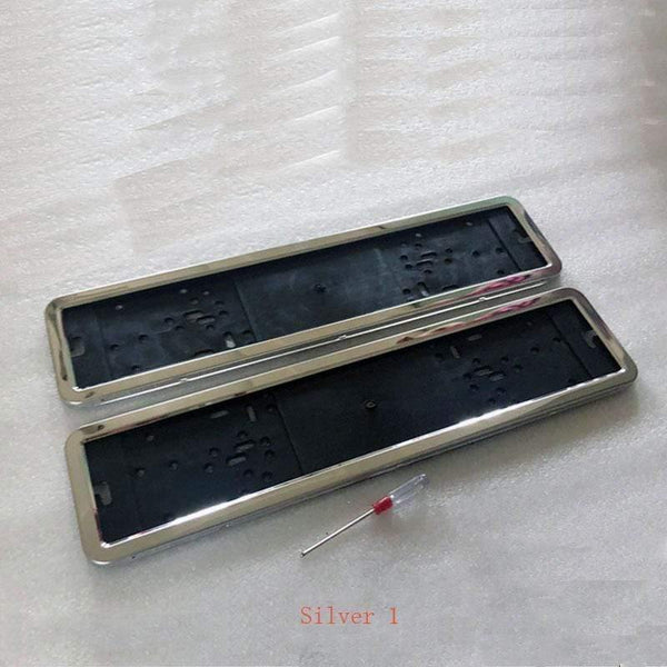 Planet Gates 2 Pcs Fit EU License Plate Frame License Plate Holder Number Plate Frame Stainless Carbon Fiber And Plastic Car Accessories