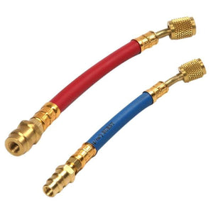 2 Pcs High & Low Pressure R12 To R134A Hose Adapter For Matched, Using With R134A Gauges Car Air Conditioning Kit (Red 12cm)