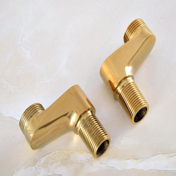 2 Pcs Polished Gold Color Brass Claw Foot Bathtub Faucet Adjustable Swing Arms Bathroom Accessory aba056