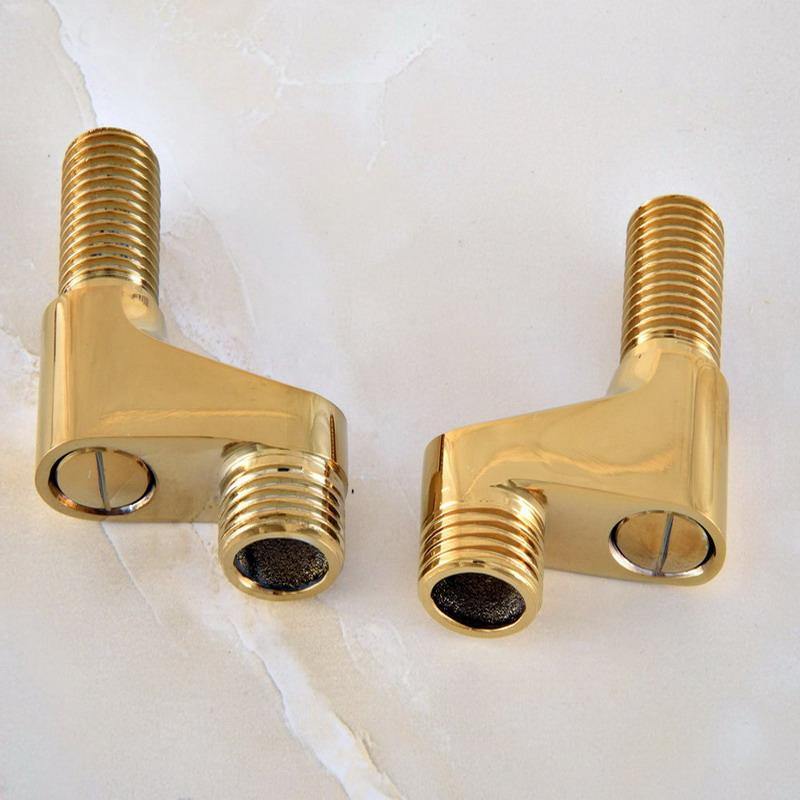2 Pcs Polished Gold Color Brass Claw Foot Bathtub Faucet Adjustable Swing Arms Bathroom Accessory aba056