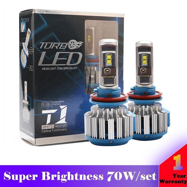 Planet Gates 2 PCS T1 Series 70W 7200LM 6000K H4 H1 H3 Turbo LED Car Headlight H7 H11 880/881 9005 HB3 9006 HB4  9007 HB5 Light Bulb