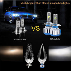 Planet Gates 2 PCS T1 Series 70W 7200LM 6000K H4 H1 H3 Turbo LED Car Headlight H7 H11 880/881 9005 HB3 9006 HB4  9007 HB5 Light Bulb