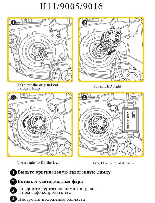 Planet Gates 2 PCS T1 Series 70W 7200LM 6000K H4 H1 H3 Turbo LED Car Headlight H7 H11 880/881 9005 HB3 9006 HB4  9007 HB5 Light Bulb