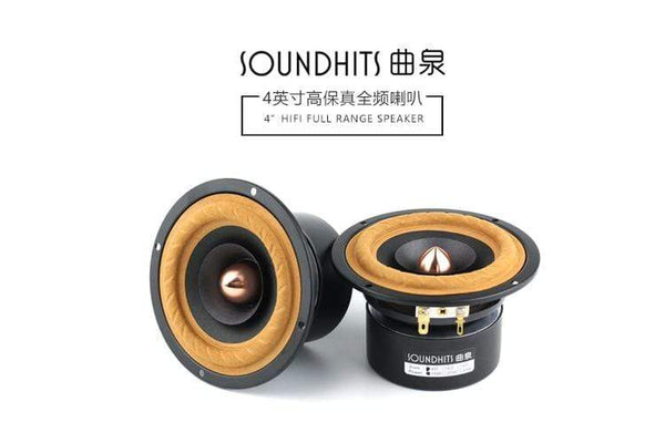 Planet Gates 2 Pieces Audio Labs/Soundhits 4'' Full-Range Speaker Driver White/Black Mixed Paper Cone Cloth Suspension Shielded 4/8ohm 15W