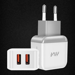 H&A Universal Dual 2 USB EU Charger Plug For iPhone Huawei Travel Phone Charger For Samsung Xiaomi Wall Portable Charging Plug - Planet Gates