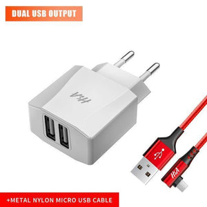 Planet Gates 2 Ports Micro Cable H&A Universal Dual USB Charger For iPhone X XS 7 8 Plus EU Plug 2 Ports Travel Wall Phone Charging For Samsung S9 Huawei Charge