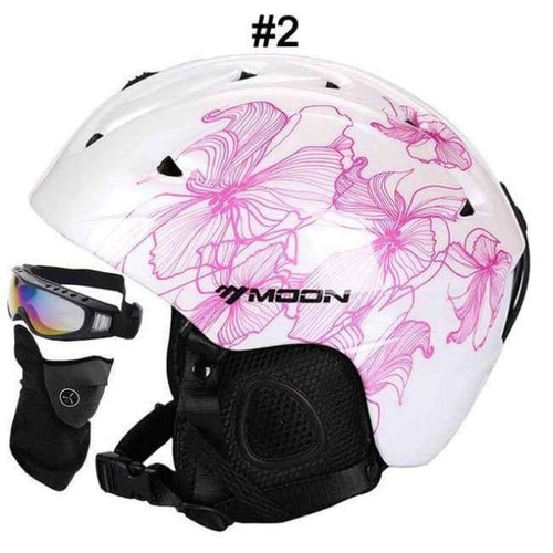 Planet Gates 2 Purple Line Flower / L Ski Helmet Women Men CE Safety In-mold Sking Snowboard Skateboard Snow Helmet Size S/M/L/XL