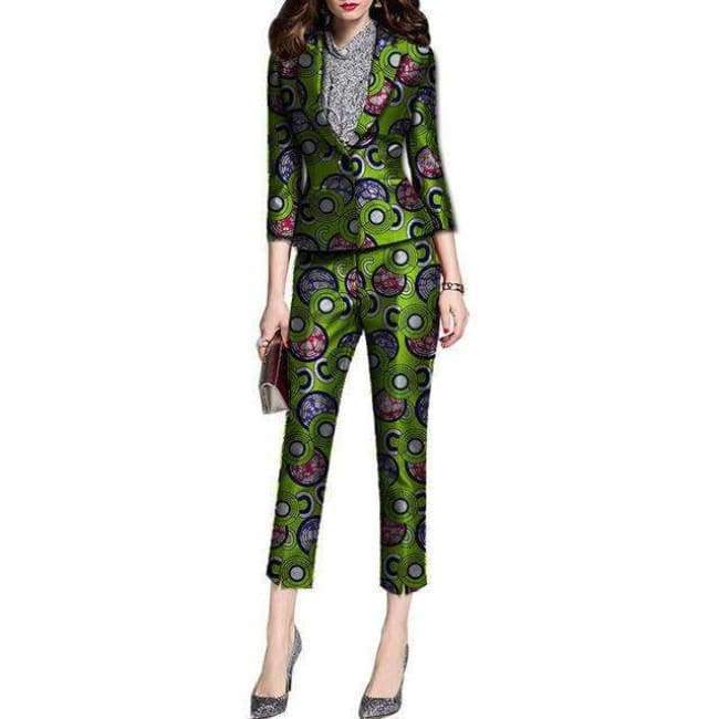 Planet Gates 5 / S African fashion women suit and calf-length trousers set ladie slim fit blazer+pant suits ladies dashiki clothes