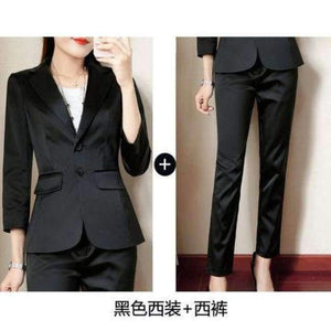 Planet Gates 2 / S Women Pencil Pant Suits 2 Piece Sets Pink Solid Blazer + Pencil Pant Office Lady Notched Jacket Female Outfits