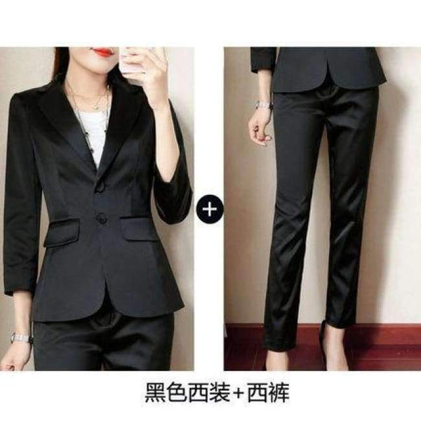 Planet Gates 2 / S Women Pencil Pant Suits 2 Piece Sets Pink Solid Blazer + Pencil Pant Office Lady Notched Jacket Female Outfits