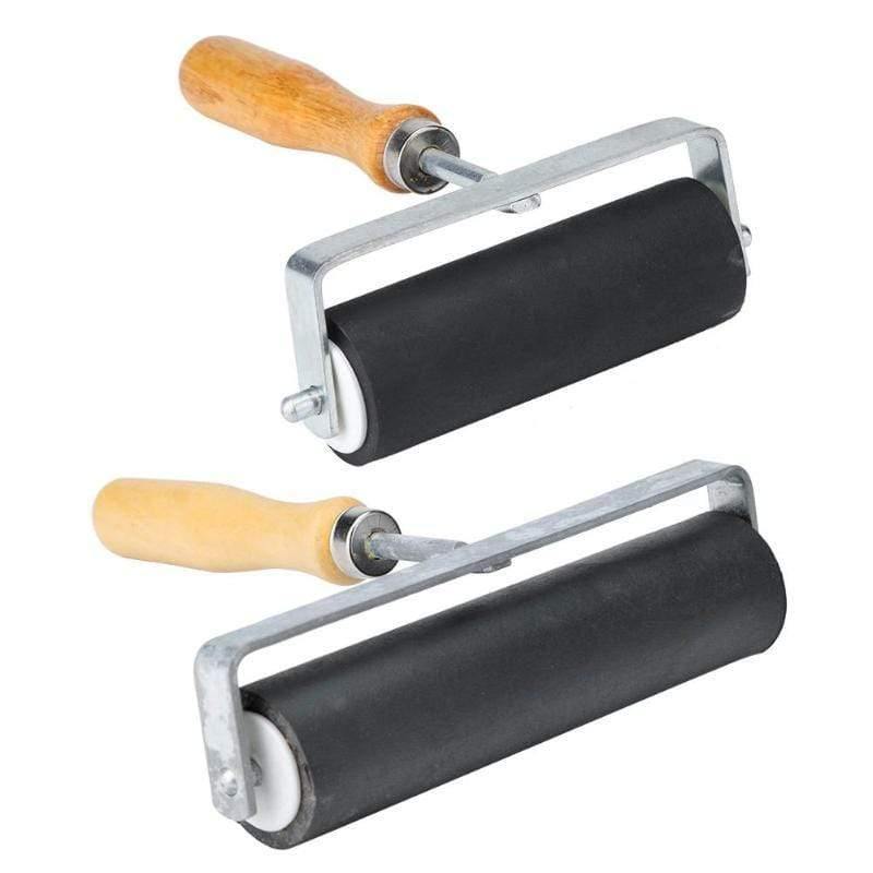 2 Size Wood Handle Rubber Painting Roller Brush Wall Decorative Paint Roller Brush Diamond Painting Brushing Craft Tools