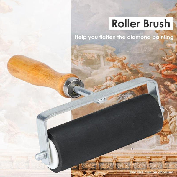 2 Size Wood Handle Rubber Painting Roller Brush Wall Decorative Paint Roller Brush Diamond Painting Brushing Craft Tools