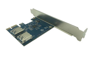 Planet Gates 2 Slots PCI-E 1 to 2 PCI Express 16X Slot External Riser Card Adapter Board PCIe Port Multiplier Card for Bitcoin Mining Machine