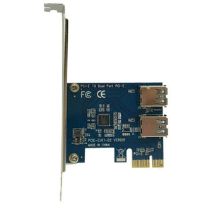 Planet Gates 2 Slots PCI-E 1 to 2 PCI Express 16X Slot External Riser Card Adapter Board PCIe Port Multiplier Card for Bitcoin Mining Machine