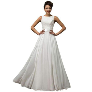 Planet Gates 2 White Wedding Dresses 2018 Grace Karin Chiffon Low back Cheap vestido de noiva lace Long Bridal Wedding Gown 7560