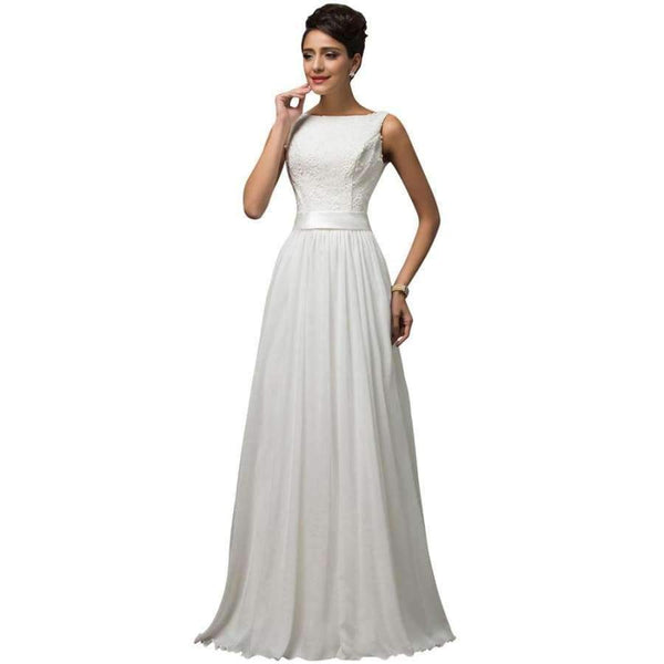 Planet Gates 2 White Wedding Dresses 2018 Grace Karin Chiffon Low back Cheap vestido de noiva lace Long Bridal Wedding Gown 7560