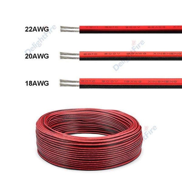 Planet Gates 20/100m Electrical Wire 2 Pin Wires LED Strip Cable 22AWG 12V SM JST Flexible Electric Extension Cable For Lamp Bulb Automotive