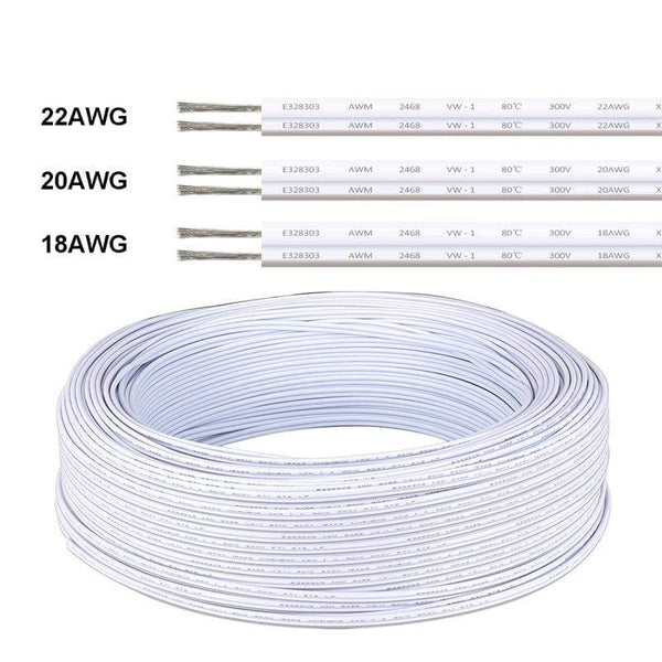Planet Gates 20/100m Electrical Wire 2 Pin Wires LED Strip Cable 22AWG 12V SM JST Flexible Electric Extension Cable For Lamp Bulb Automotive