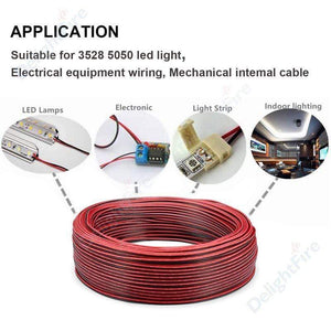 Planet Gates 20/100m Electrical Wire 2 Pin Wires LED Strip Cable 22AWG 12V SM JST Flexible Electric Extension Cable For Lamp Bulb Automotive