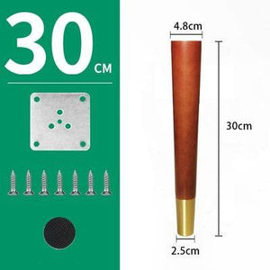 4pcs/lot Wood Legs TV Cabinet Support Sofa Legs Furniture Accessory Brass Gold Cups Solid Wooden Feet