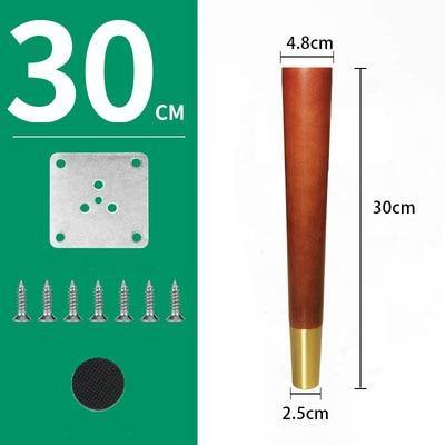 4pcs/lot Wood Legs TV Cabinet Support Sofa Legs Furniture Accessory Brass Gold Cups Solid Wooden Feet