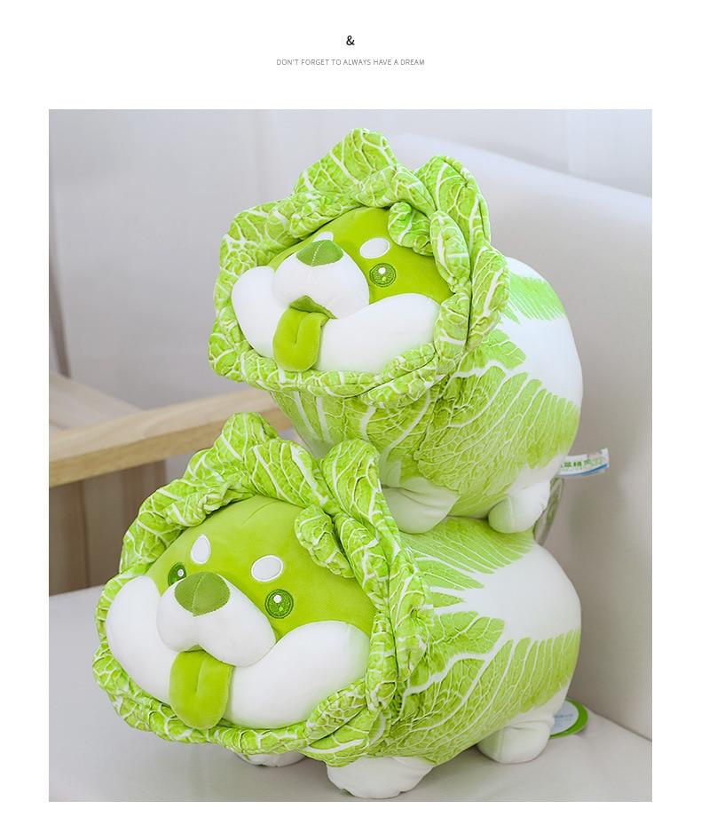 Planet Gates 20-50cm Cute Japanese Vegetable Dog Plush Toys Creative Chinese Cabbage Shiba Inu Pillow Stuffed Animal Sofa Cushion Baby Gifts